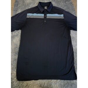FootJoy Men's L Navy Blue Light Stripe Athletic Fit Golf Polo Shirt Short Sleeve